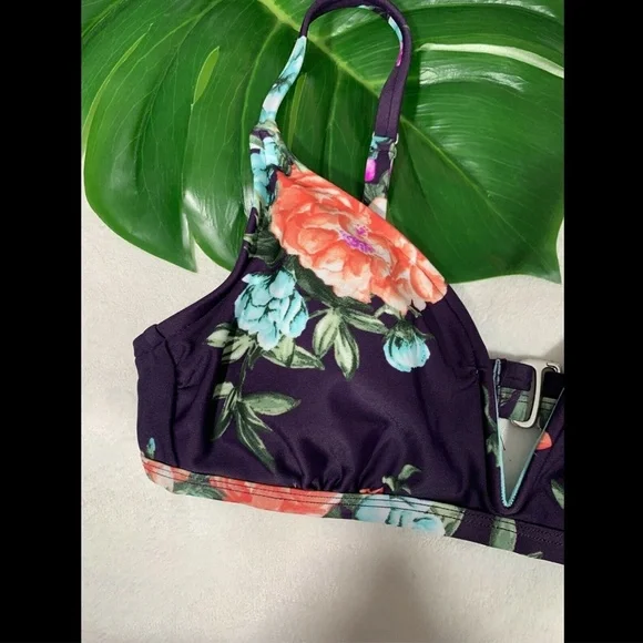 NWD‎ $20 Shade & Shore V Wire Floral Bralette Bikini Top [ SZ Medium ] #3288 - Picture 2 of 12